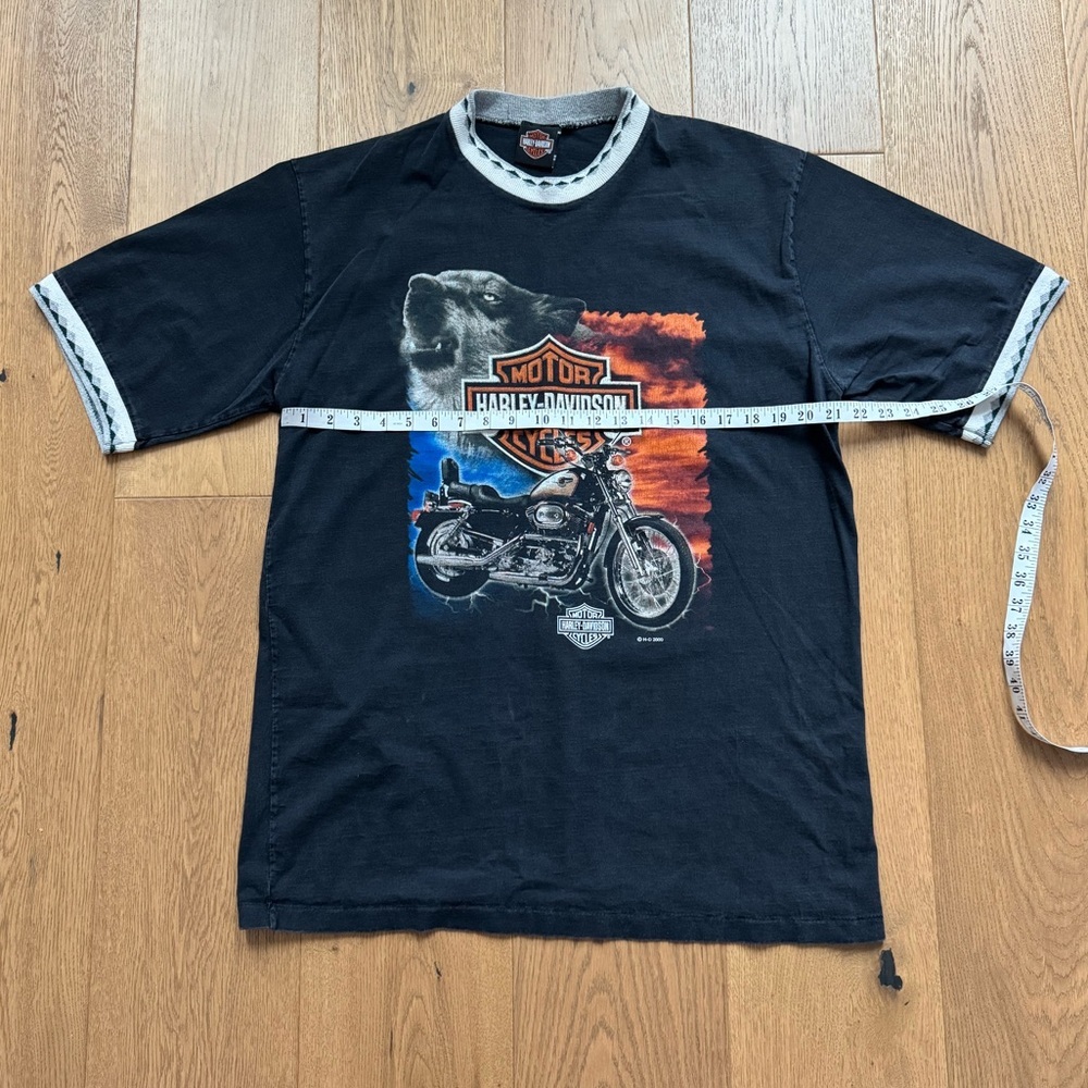 Harley Davidson Motorcycles Vintage 2000 Y2K T-Shirt - Size L/XL - Black Graphic - Picture 3 of 8